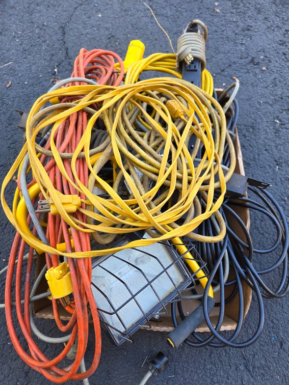 Extension Cords, Portable Work Light, and Power Strip