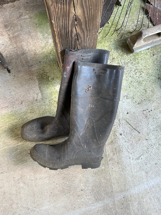 Pair of Black Molded Rubber Tall Work Boots