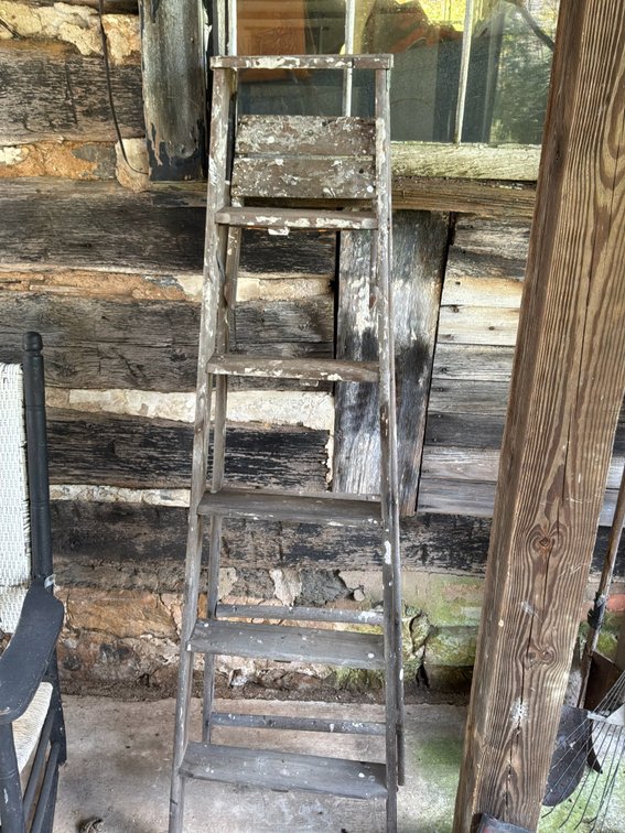 Folding Wooden Stepladder with Top Shelf