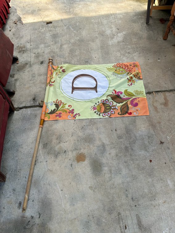 Monogram Letter 'D' Fabric Banner with Wooden Rod