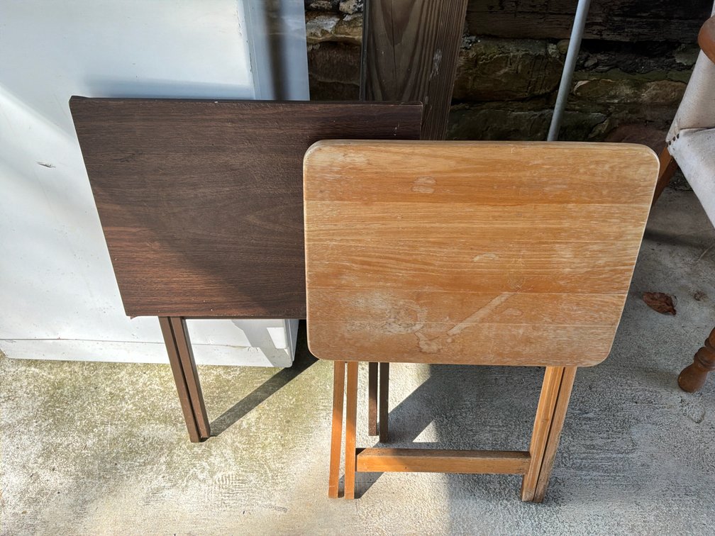 Two Wooden Folding TV Tray Tables