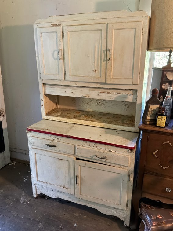 Painted Kitchen Cabinet with Enamel Work Surface