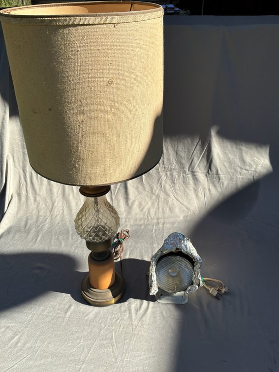Table Lamp with Drum Shade and Spotlight Fixture