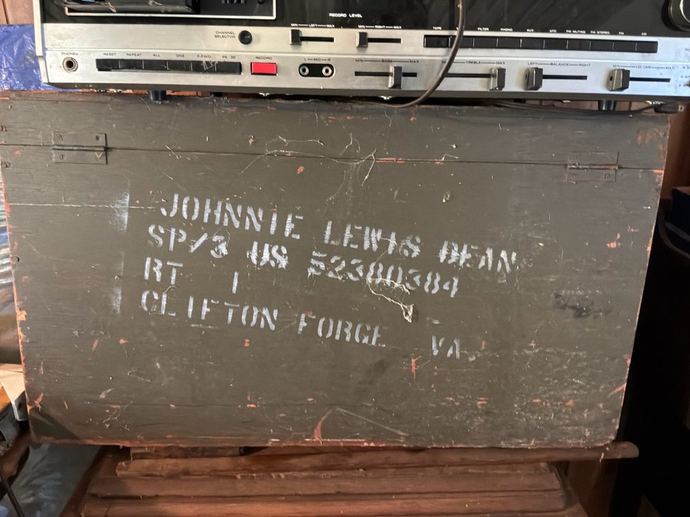 Olive Drab Painted Wooden Military Footlocker Trunk