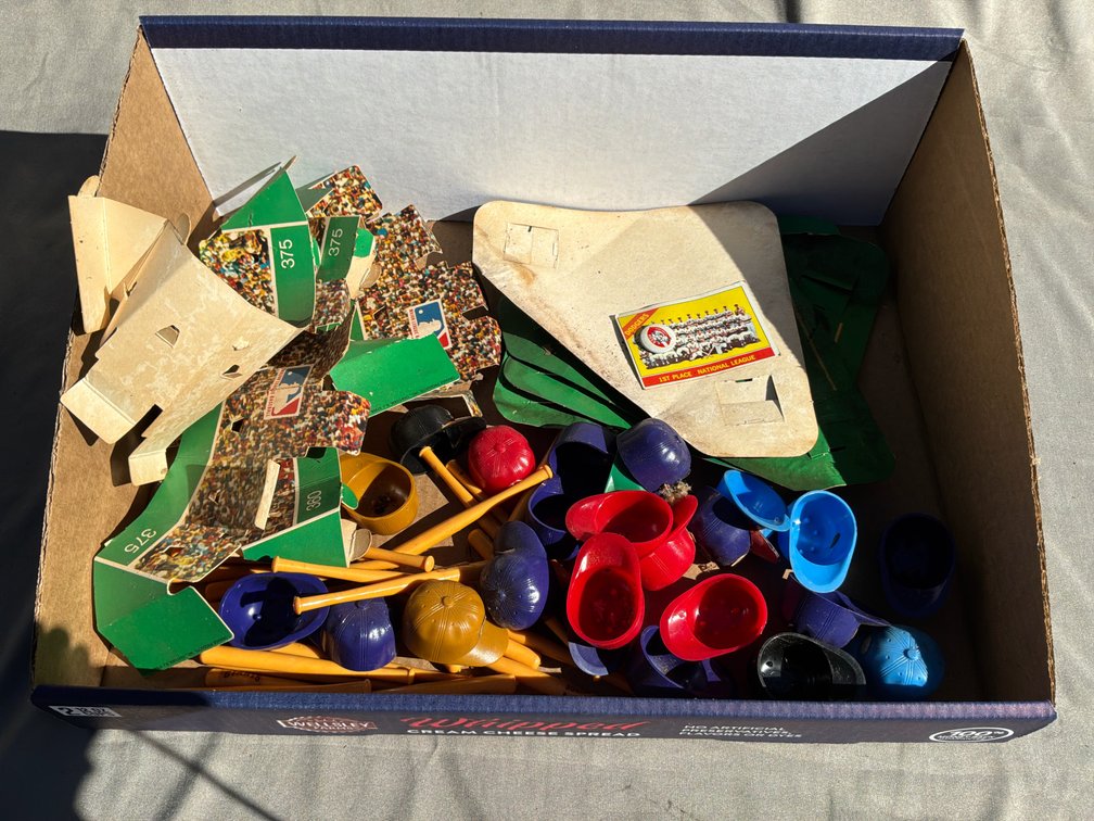 Miniature Baseball Helmets, Bats, and Stadium Display