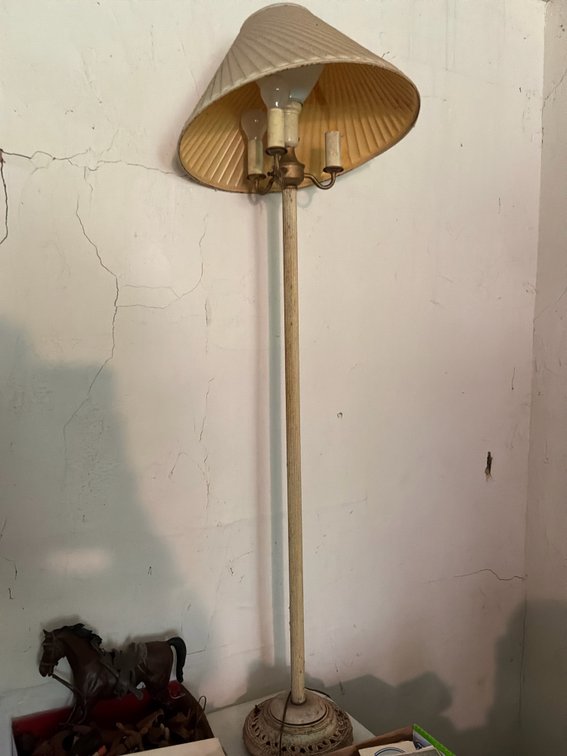 Cast Metal Multi-Light Floor Lamp with Pleated Shade