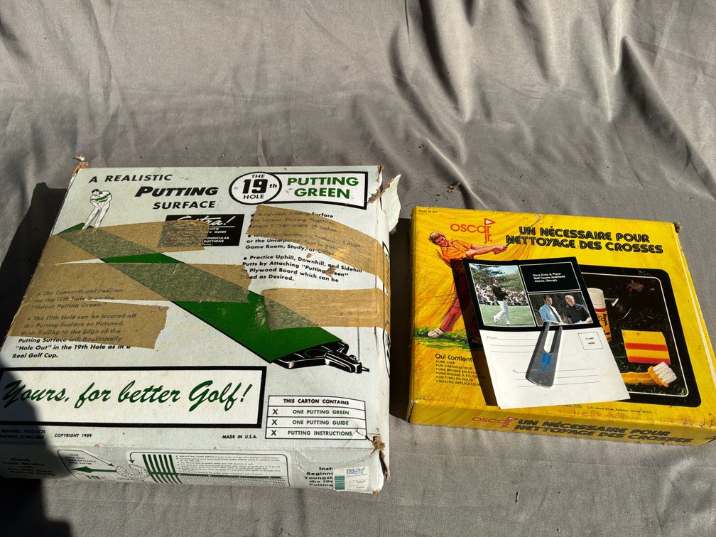 Putting Green, Golf Club Cleaning Kit, and Golf Accessories