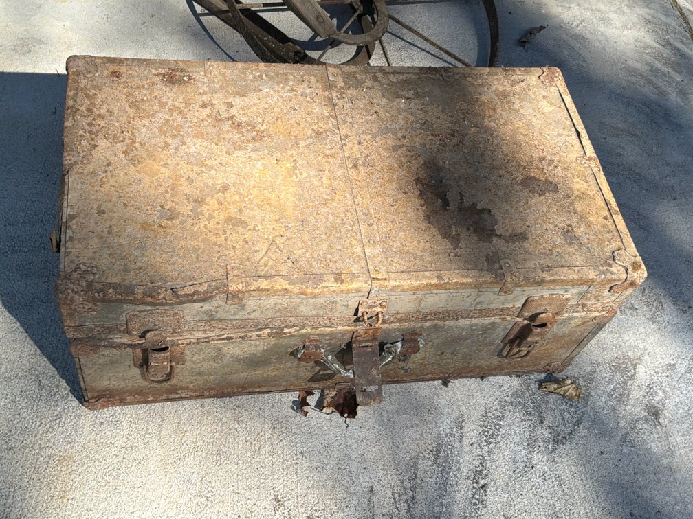 Metal-Clad Tool Chest with Masonry and Plastering Tools
