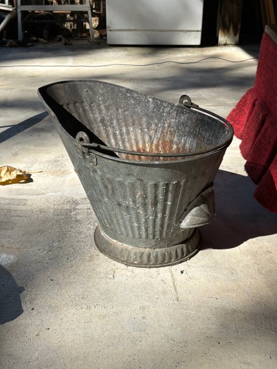 Galvanized Corrugated Metal Coal Scuttle