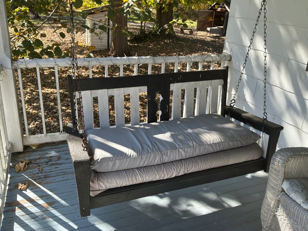 Wooden Hanging Porch Swing with Cushions