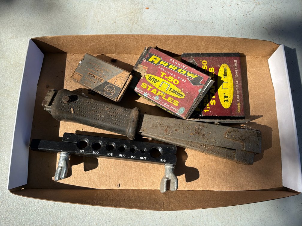 Hammer Tacker, Tube Flaring Bar, and Staples