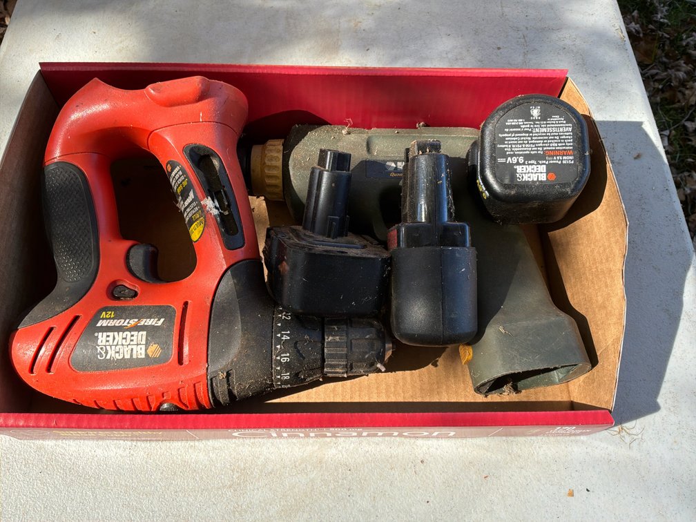 Black & Decker Cordless Drills and Three 9.6V Batteries