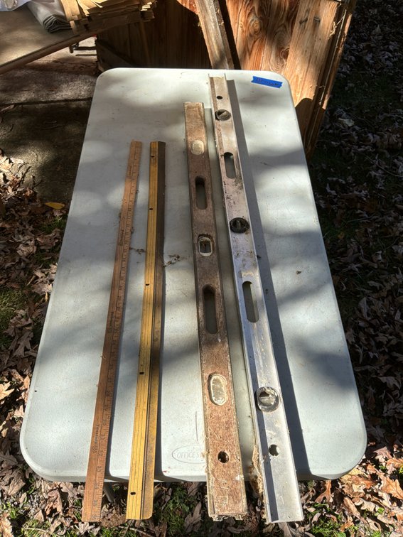 Wood and Aluminum Spirit Levels, Straightedge, and Yardstick