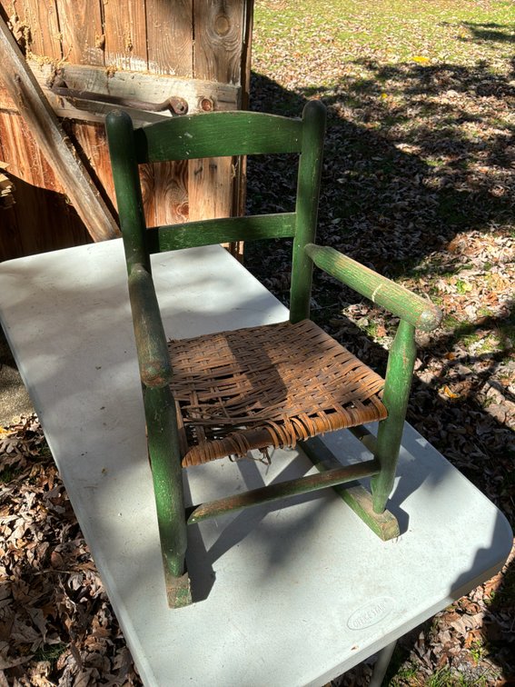 Child's Green Painted Wooden Rocking Chair