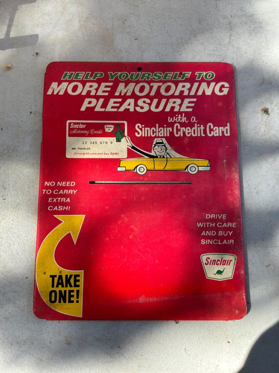 Sinclair Credit Card Metal Dispenser Sign