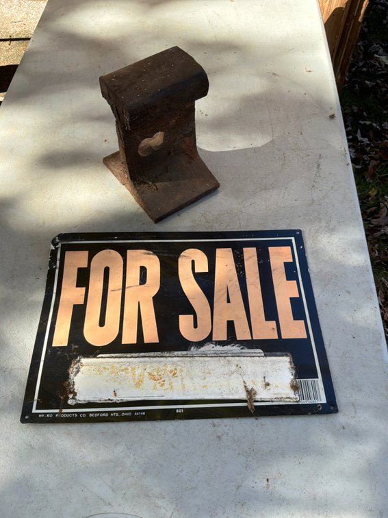 Steel Railroad Rail Section and For Sale Sign