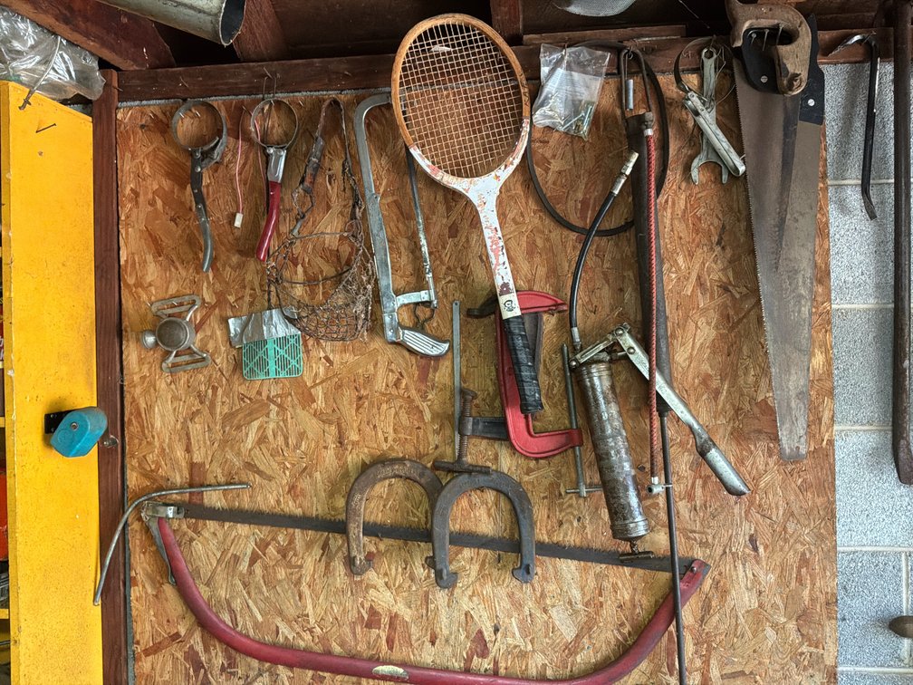 Hand Saws, Grease Gun, Clamps, Horseshoes, and More