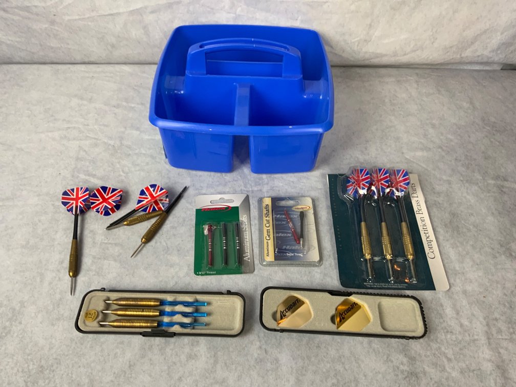 Darts and Accessories with Storage Bin