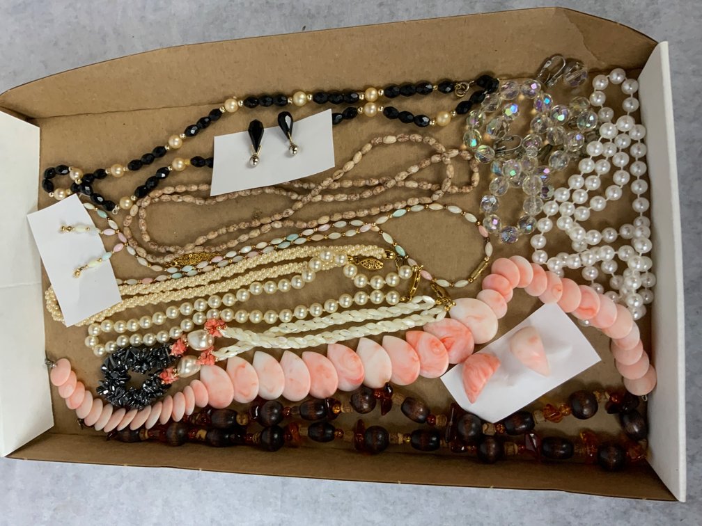 Box of Beaded Jewelry and Necklaces