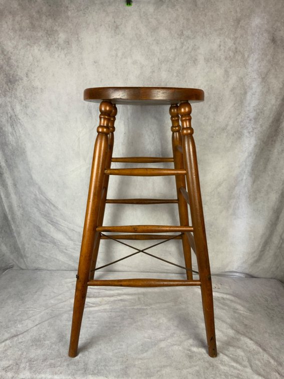 Wooden High Stool, From VMI 29 1/2 Inches Tall