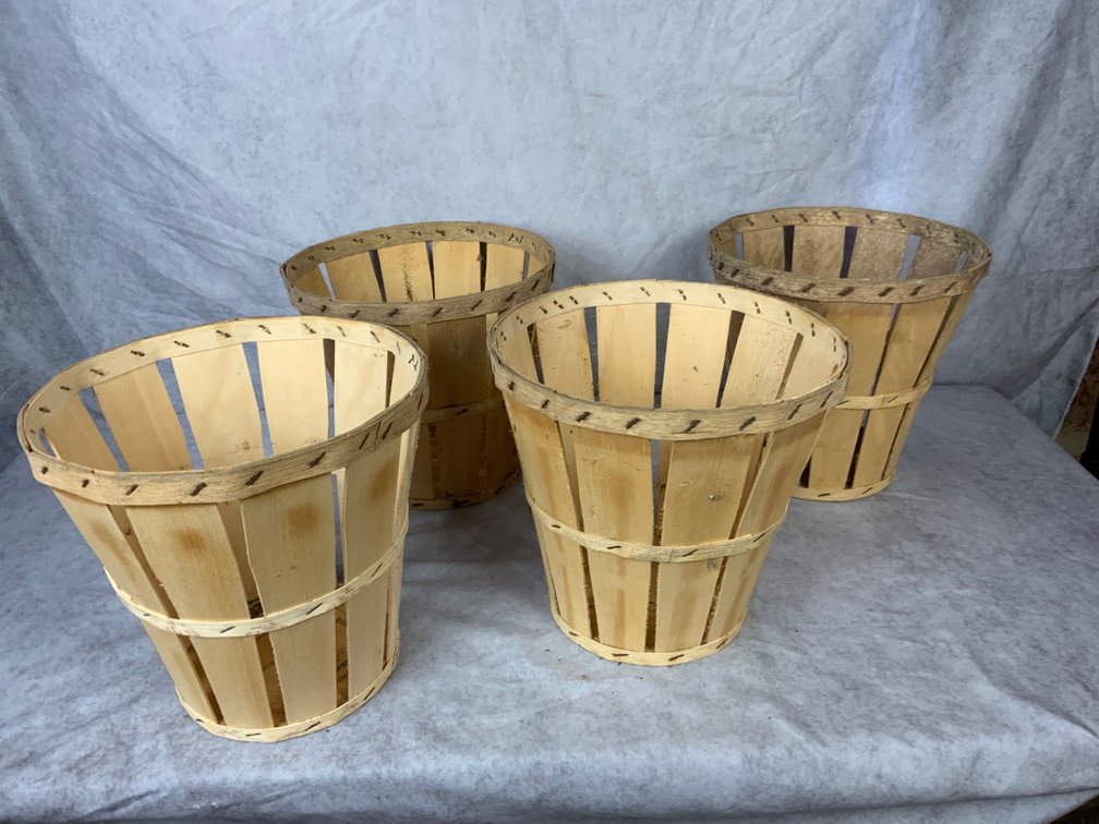 Four Wooden Peck Baskets