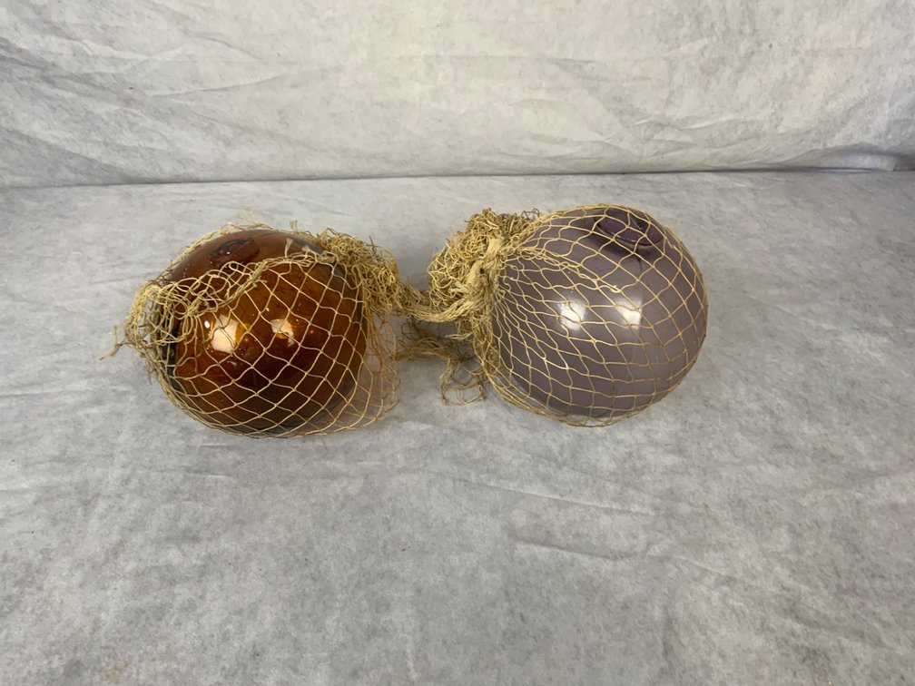 Glass Fishing Floats in Rope Netting