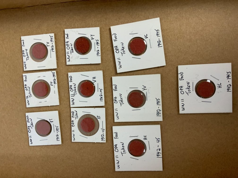 WWII OPA Red Food Tokens, 1942-1945