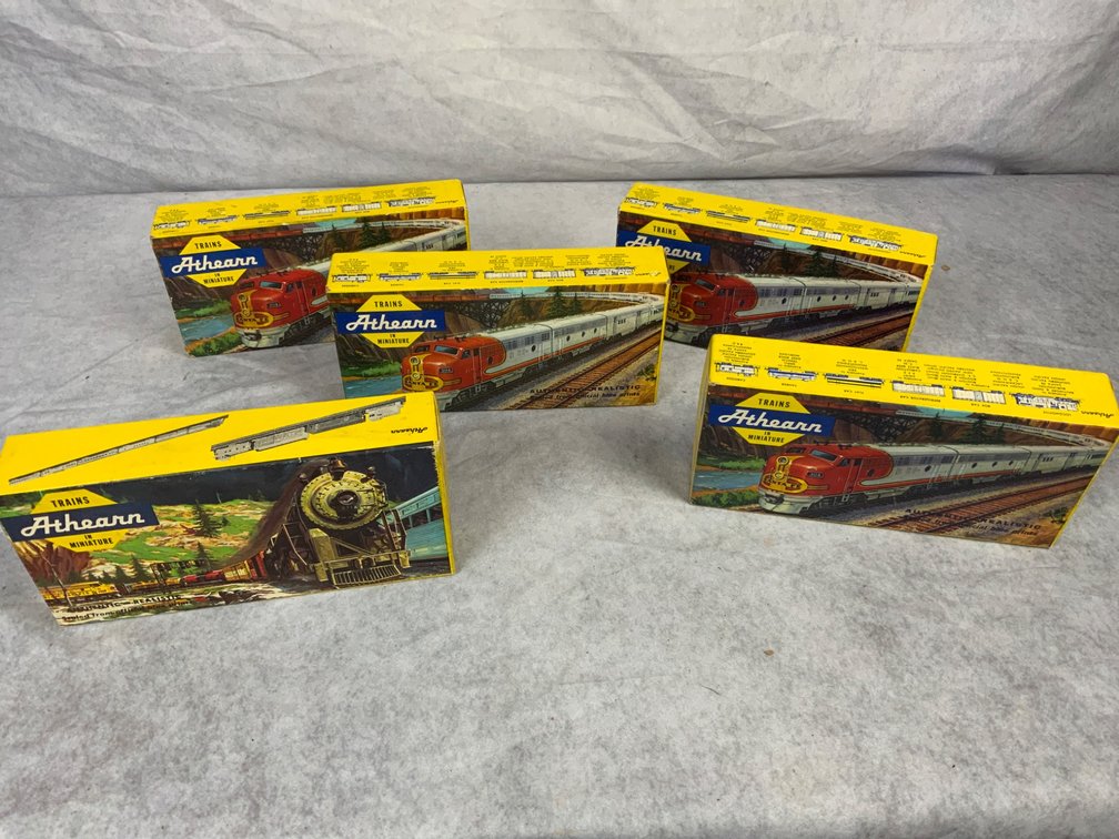 Five Athearn Model Train Cars with Boxes