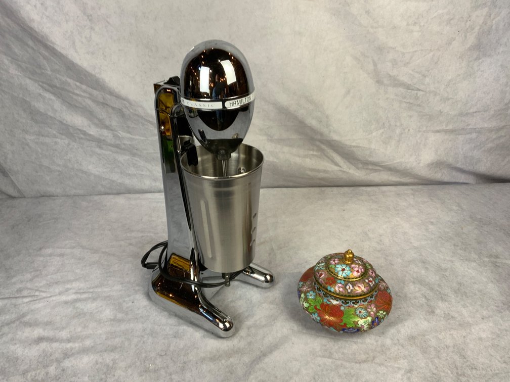 Hamilton Beach Drink Mixer and Cloisonné Jar