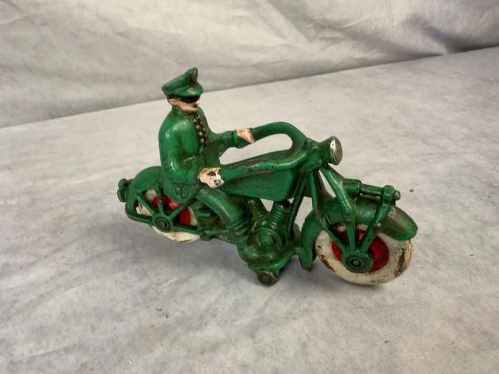 Cast Iron Motorcycle with Rider Figurine