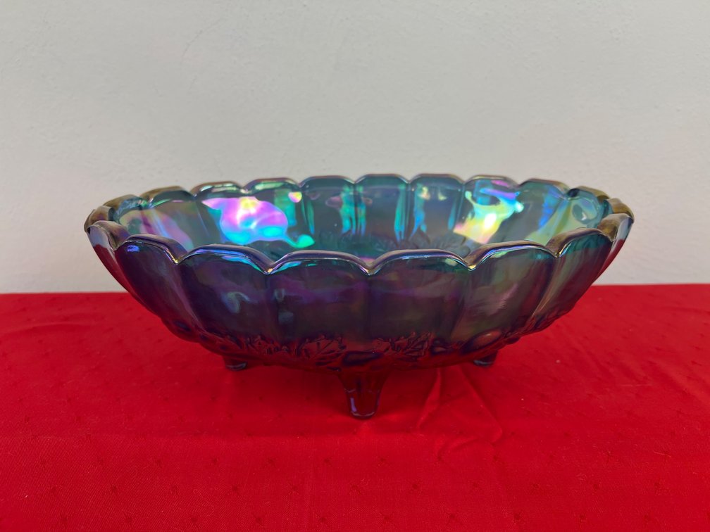 Iridescent Glass Footed Serving Bowl