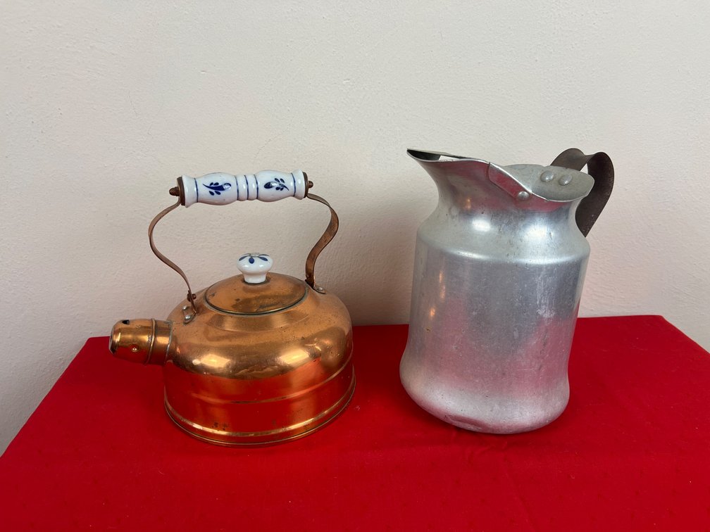 Copper Kettle and Aluminum Jug Set