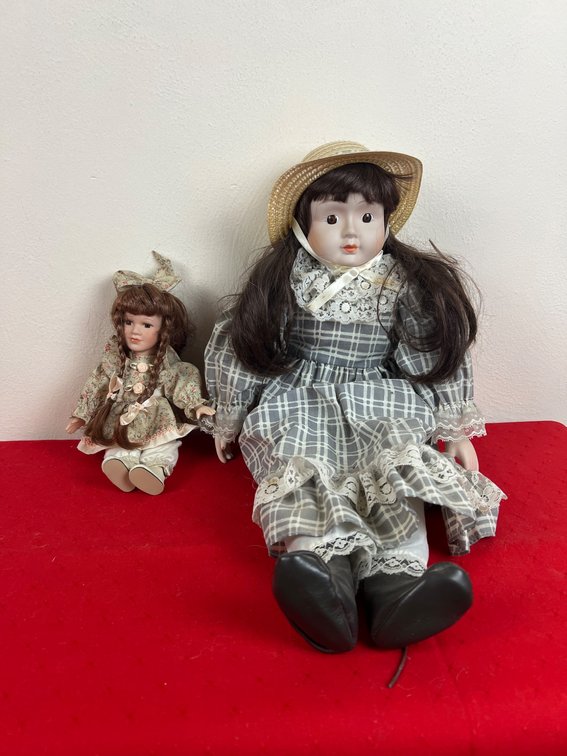 Two Porcelain Dolls with Box