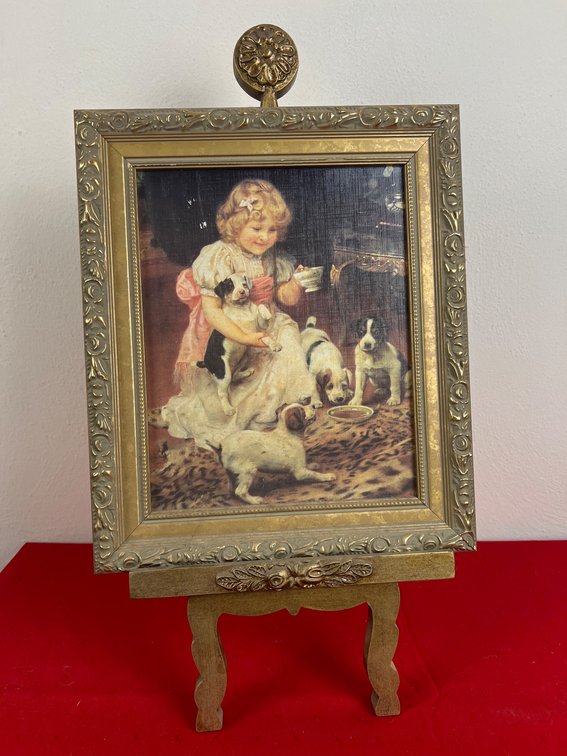 Framed Print with Ornate Easel Stand