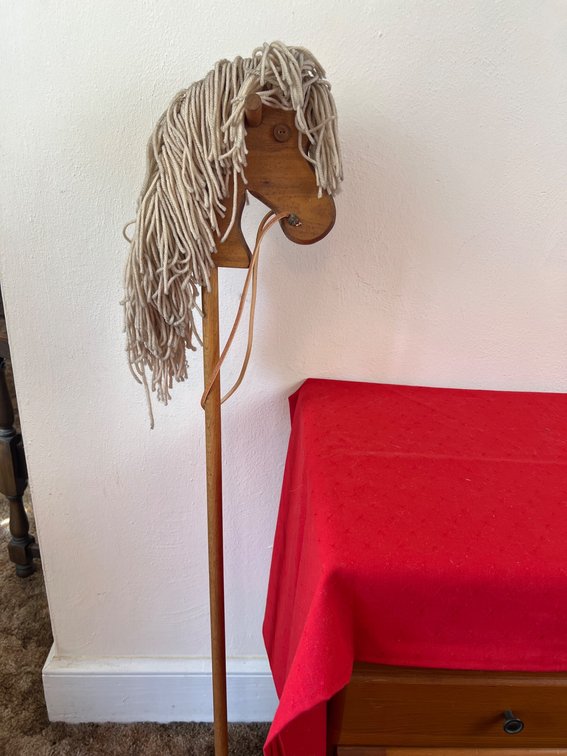 Wooden Hobby Horse with Yarn Mane