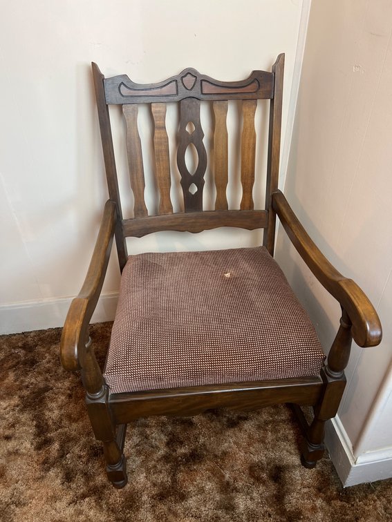 Wood Armchair with Slatted Backrest