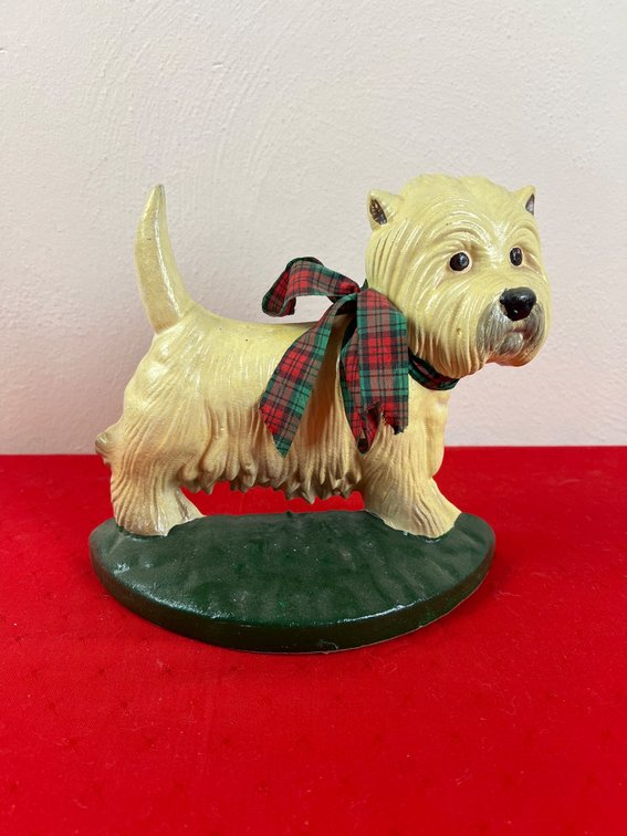 Painted Cast Iron Dog Doorstop