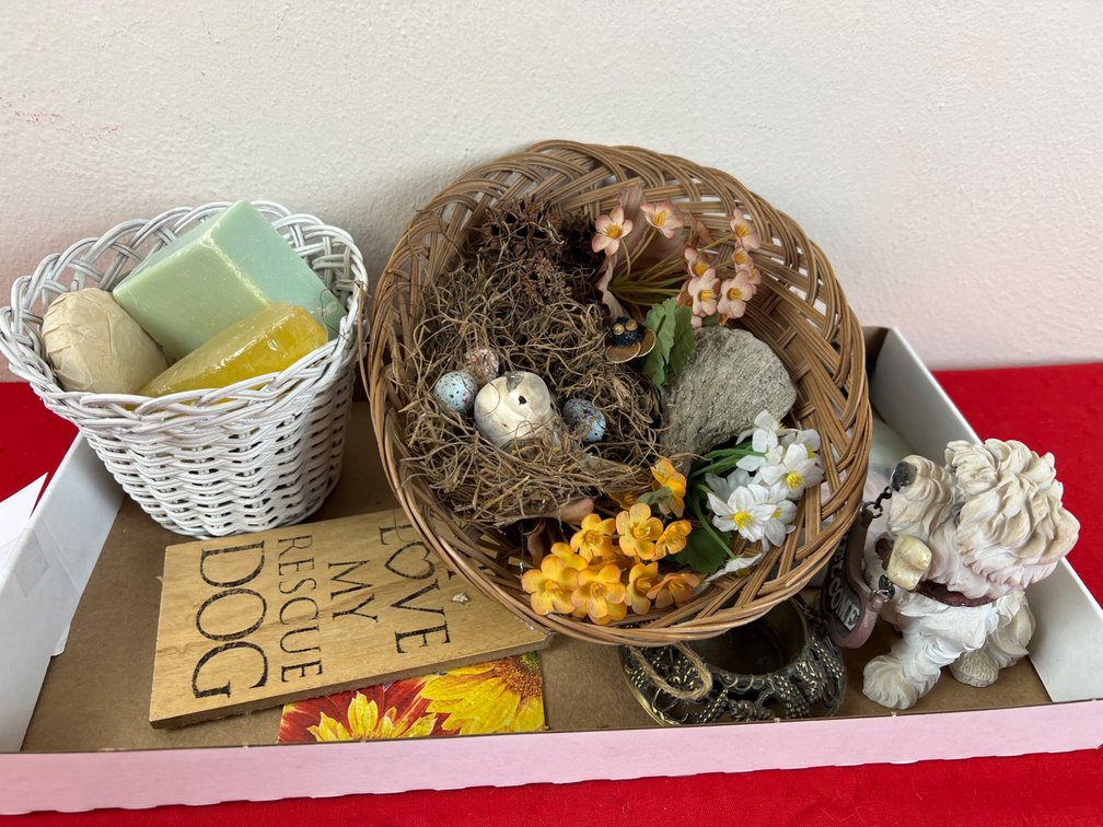 Decorative Basket Set With Figurine and Soaps