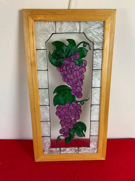 Stained Glass Panel with Grapes Motif