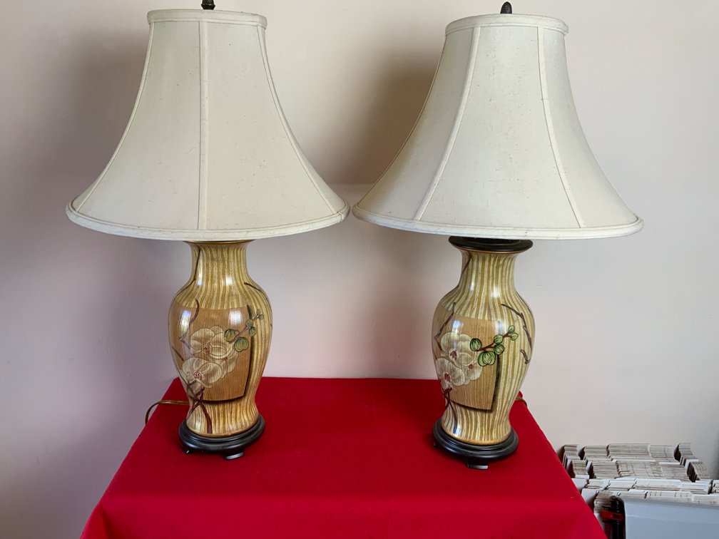 Ceramic Table Lamps with Floral Design