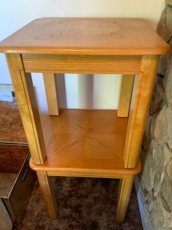 Wood End Tables with Inlay Tops