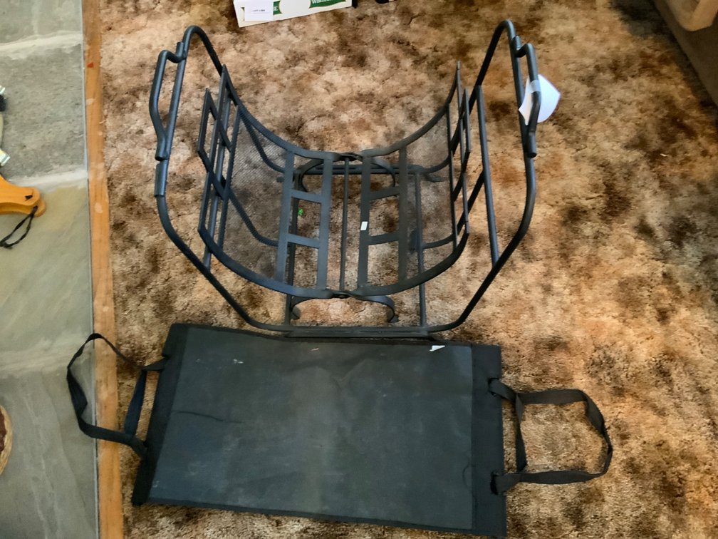 Black Metal Log Holder with Canvas Carrier