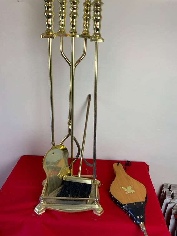 Brass Fireplace Tool Set with Bellows