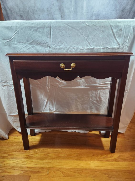 Wood Side Table with Drawer and Shelf
