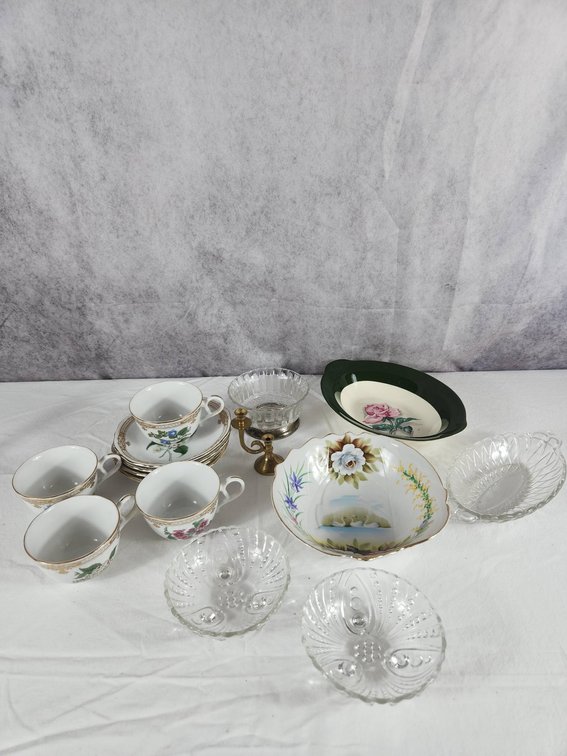 Porcelain Tea Set and Decorative Dishes