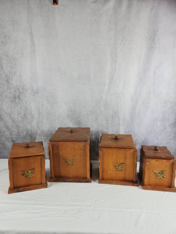 4-Piece Wooden Americana Cannister Set