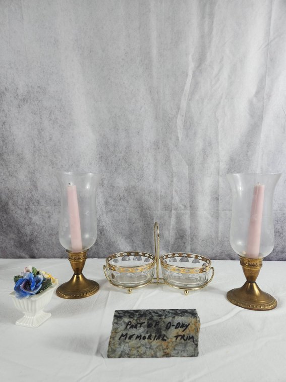 Brass Candlesticks, D-Day Marble, and Decor