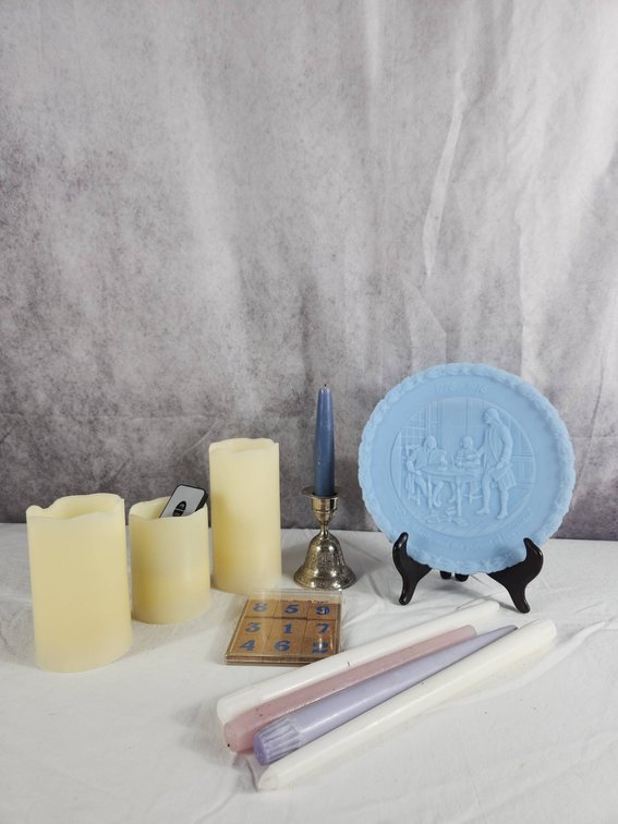 Fenton Plate with Candles and Accessories