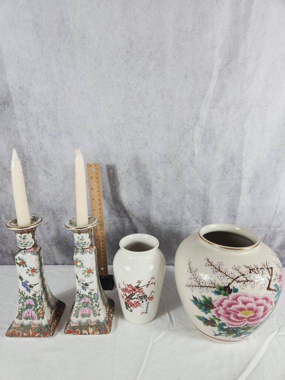 Oriental Vases and Candlestick Holders