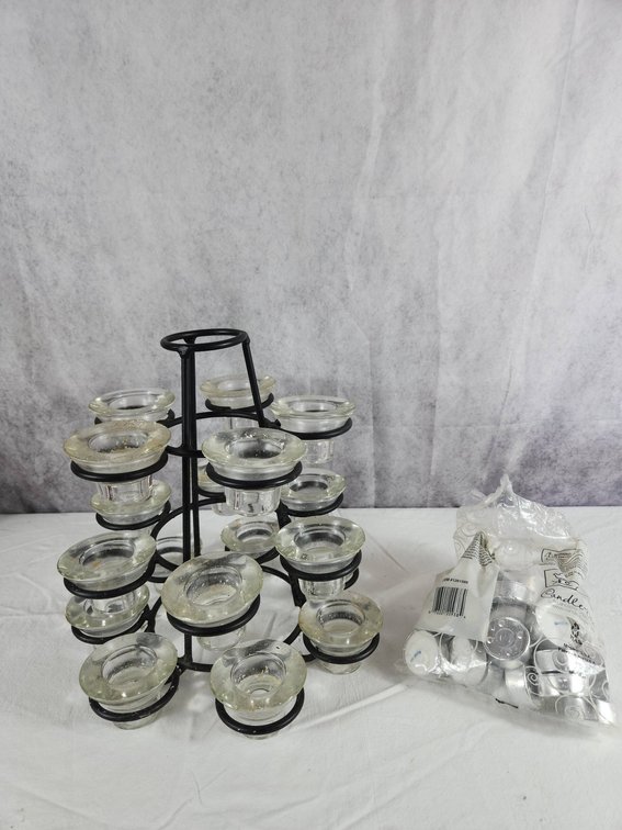 Wrought Iron Tea Light Holder with Candles